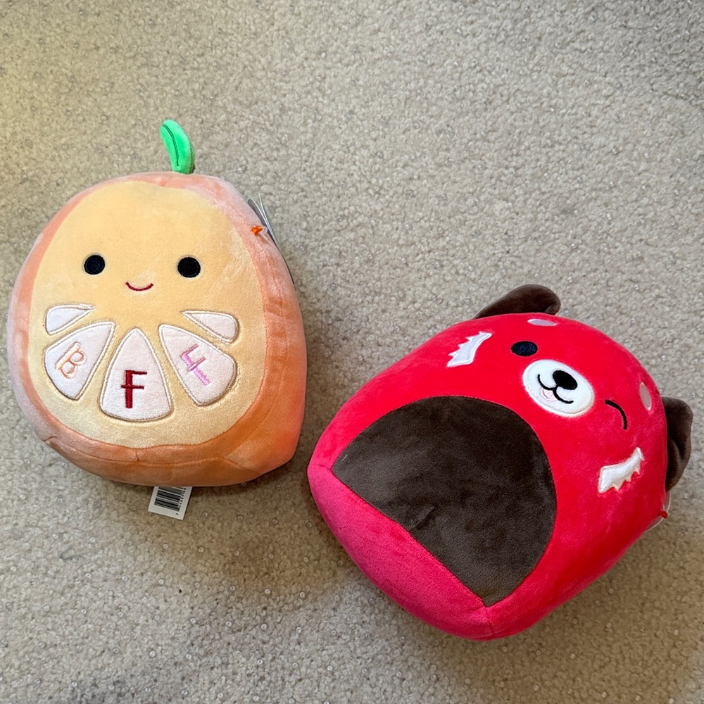 Squishmallows Adorable Plush Pet Toy Set - Red and Tan